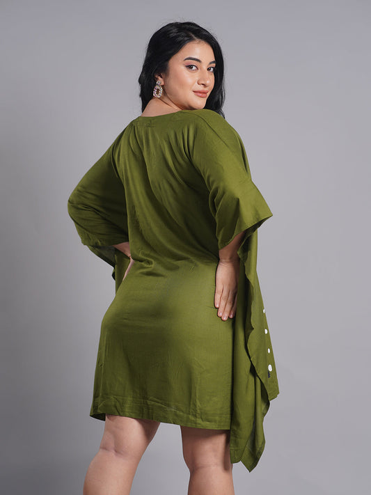Green Rayon Kaftan - Reindeer
