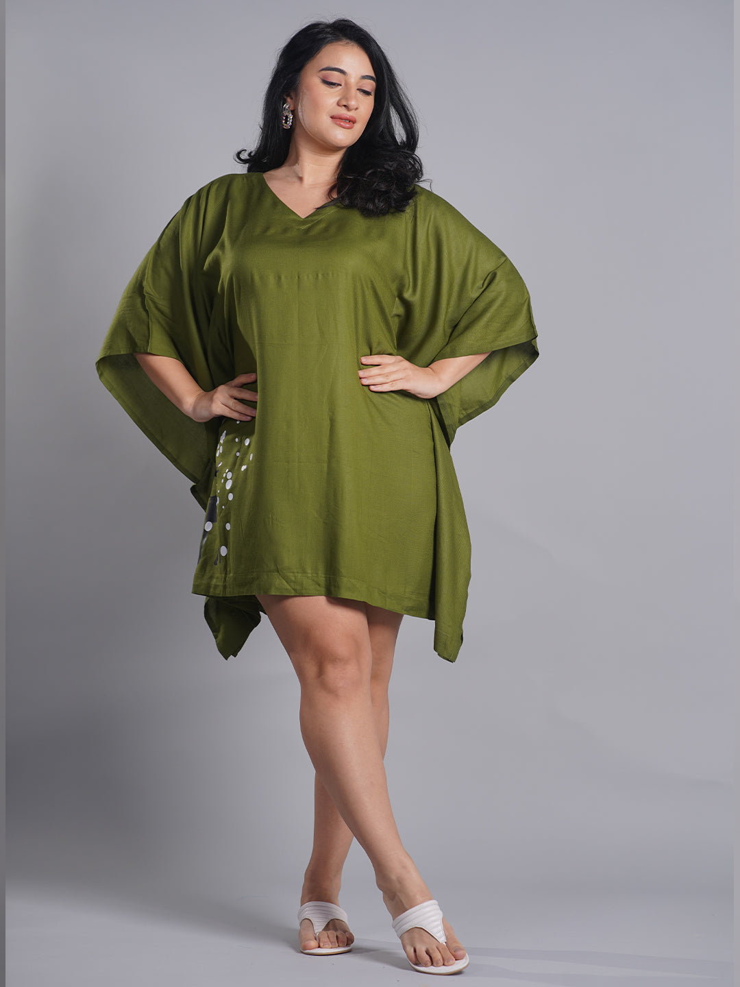 Green Rayon Kaftan - Reindeer