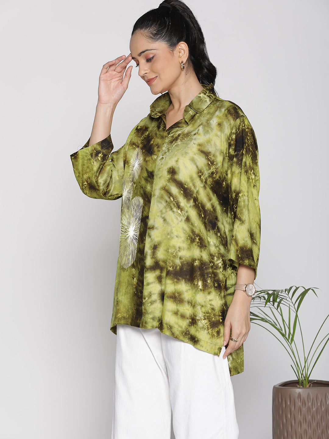 Green TieDye ShirtTop - Fluffbreeze