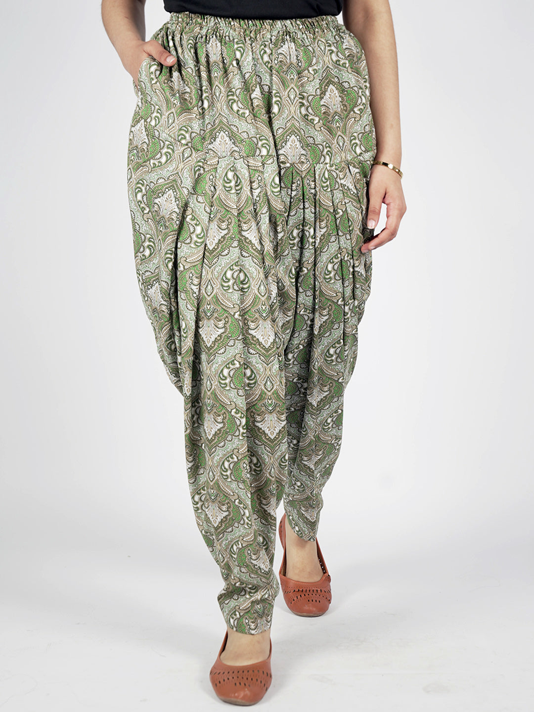 GreenPrinted Rayon Salwar - SwirlSaga