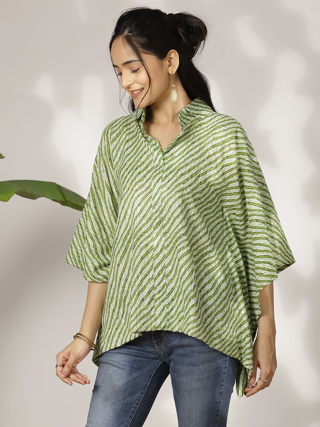 GreenStripes Cotton Kaftan Top