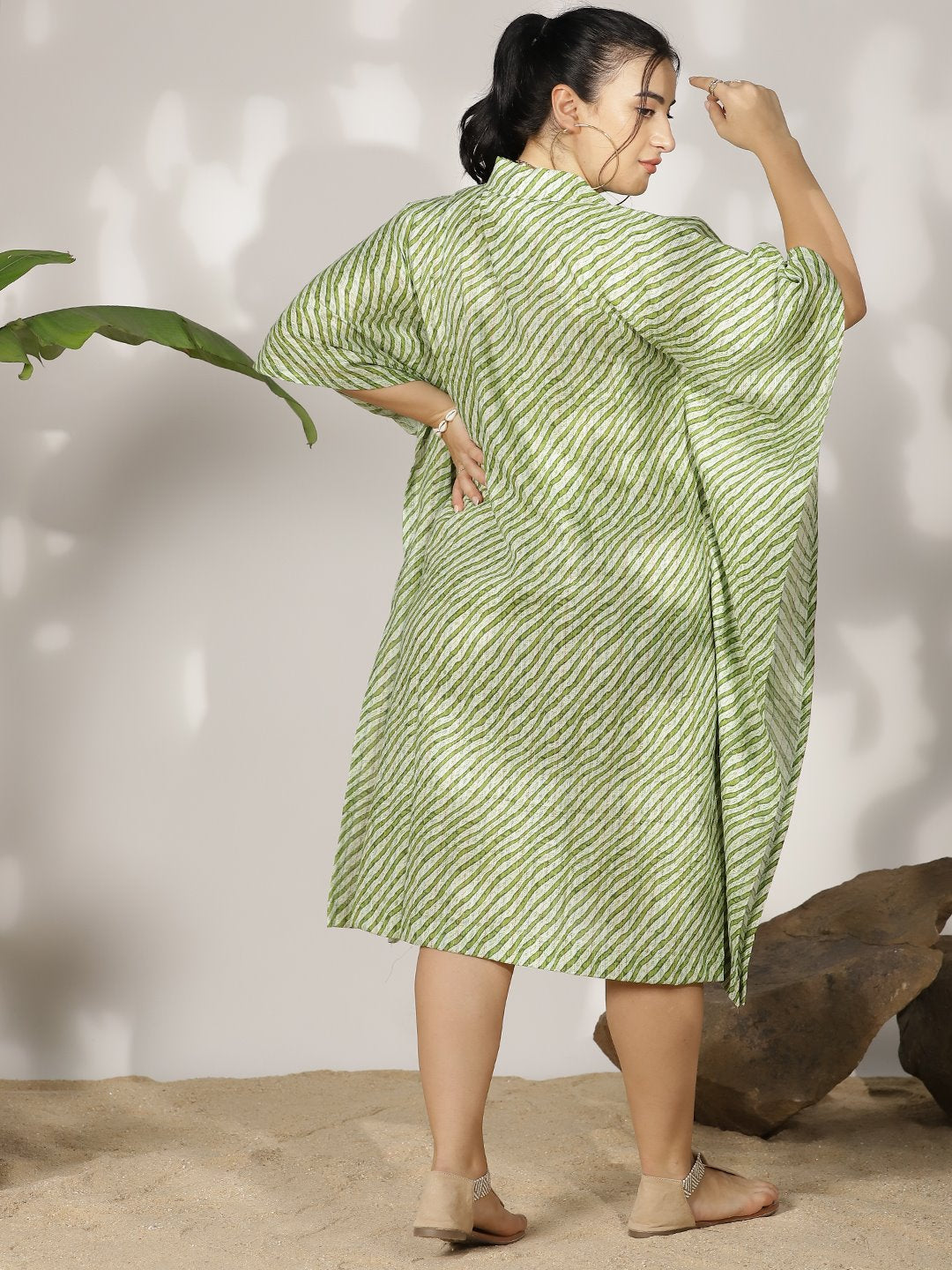 GreenStripes Cotton ShirtKaftan