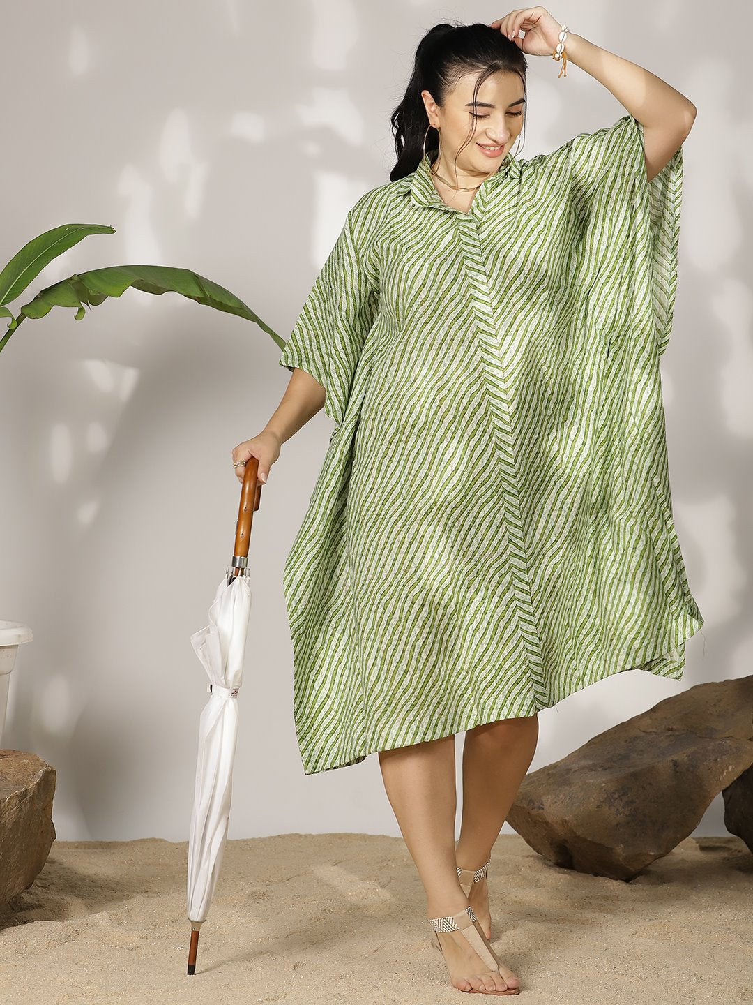 GreenStripes Cotton ShirtKaftan