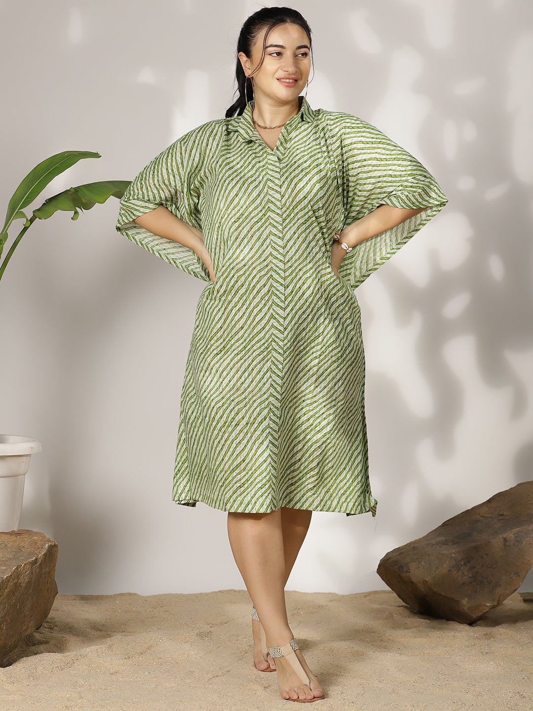 GreenStripes Cotton ShirtKaftan