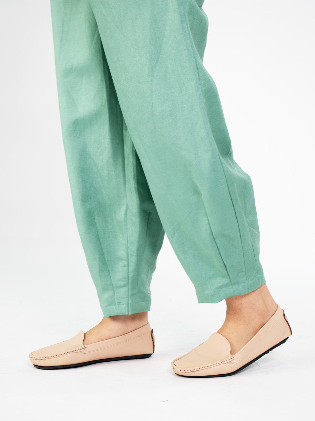 Green Linen Mom-Fit Pants