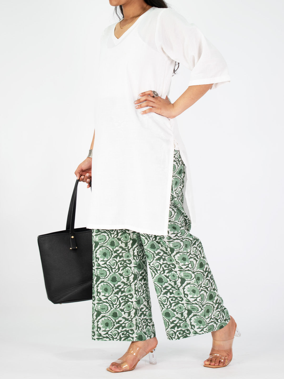 Printed Cotton Palazzo Pants - GreenTarang