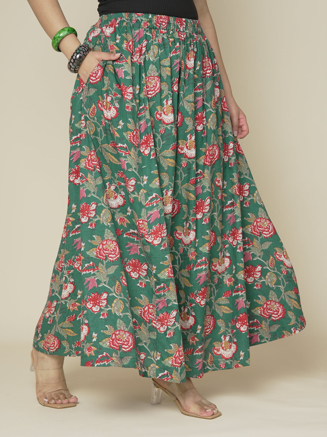 Printed Cotton Long Skirt - VerdantRose