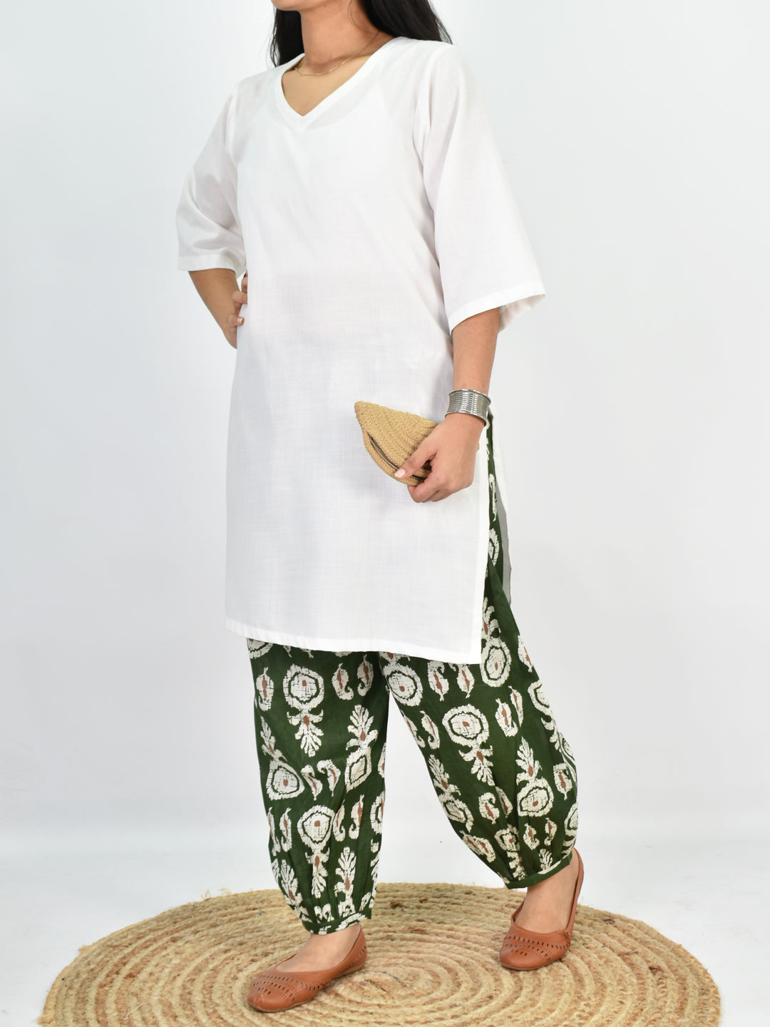 Printed Cotton Balloon Salwar - GreenBoho
