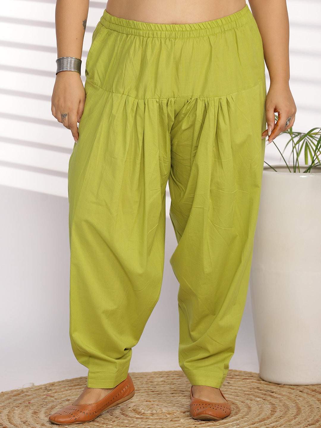 Lime Cotton Straight Salwar