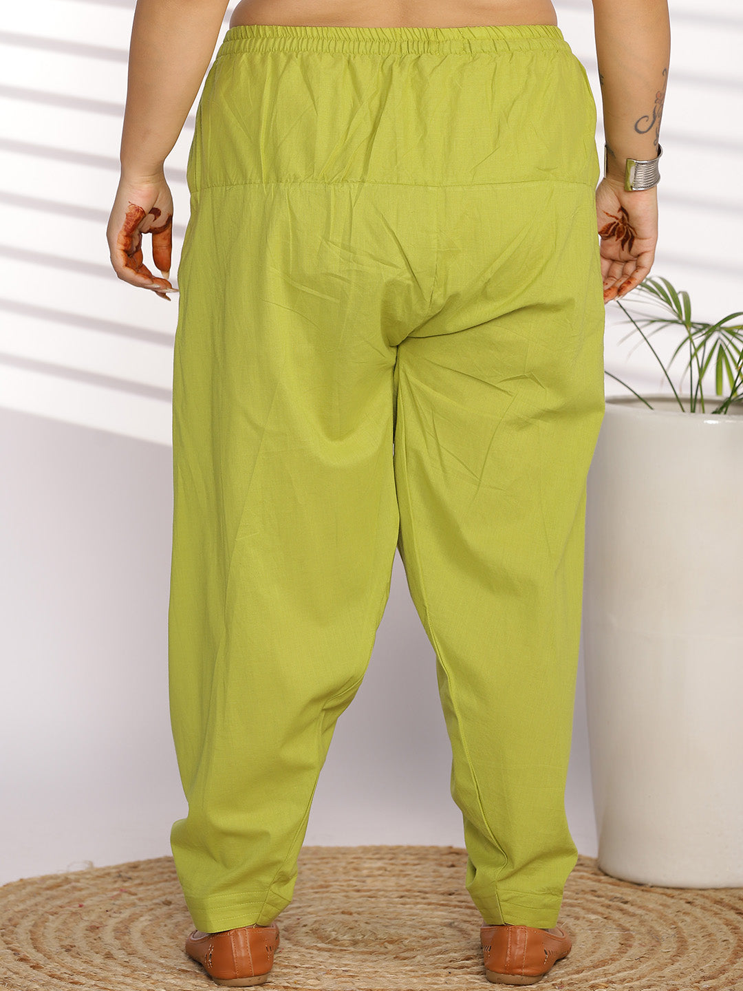 Lime Cotton Straight Salwar