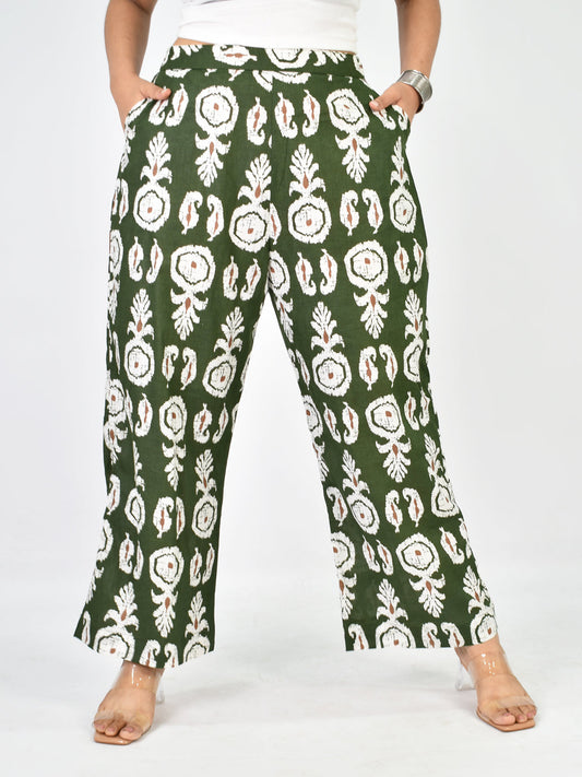Printed Cotton Palazzo Pants - GreenBoho