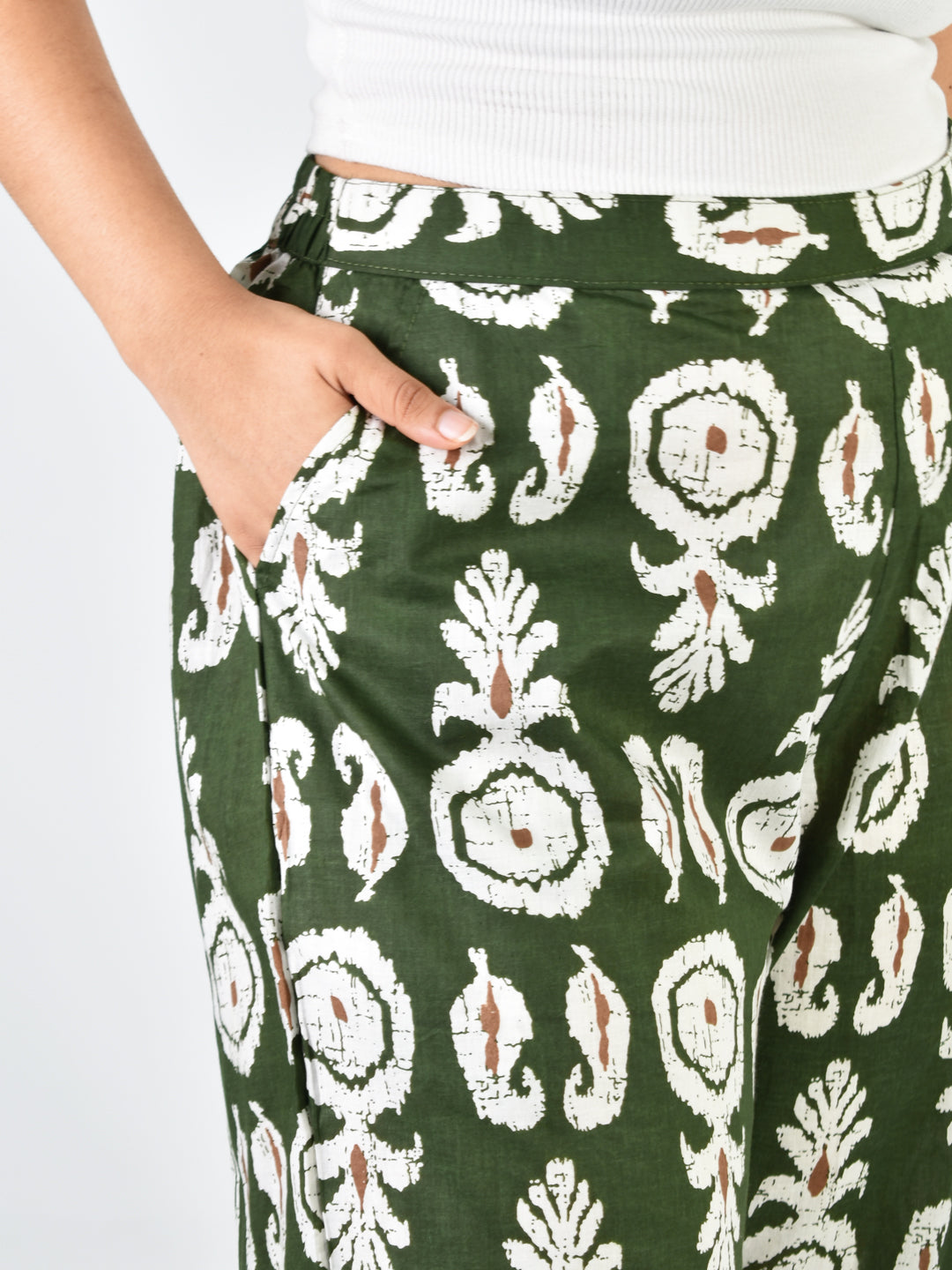 Printed Cotton Palazzo Pants - GreenBoho