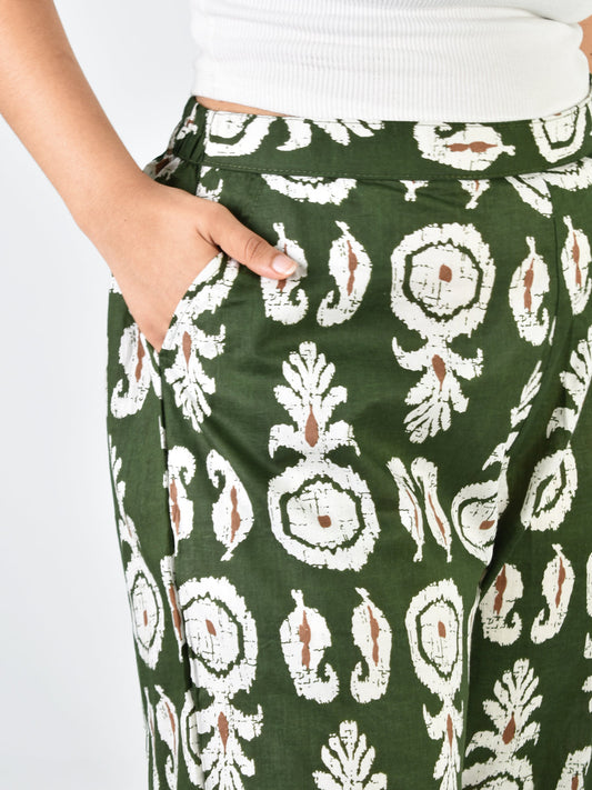 Printed Cotton Palazzo Pants - GreenBoho