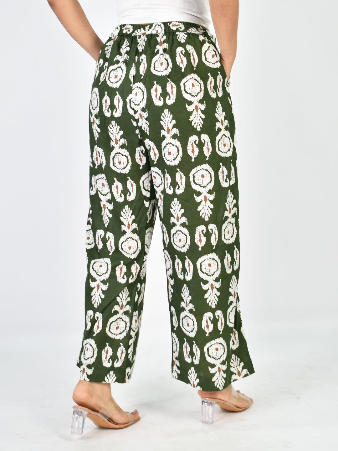 Printed Cotton Palazzo Pants - GreenBoho