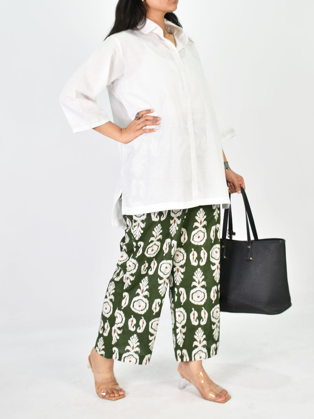 Printed Cotton Palazzo Pants - GreenBoho