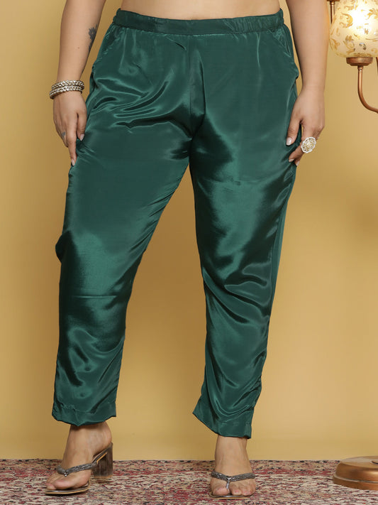 BottleGreen Crepe Silk Pants
