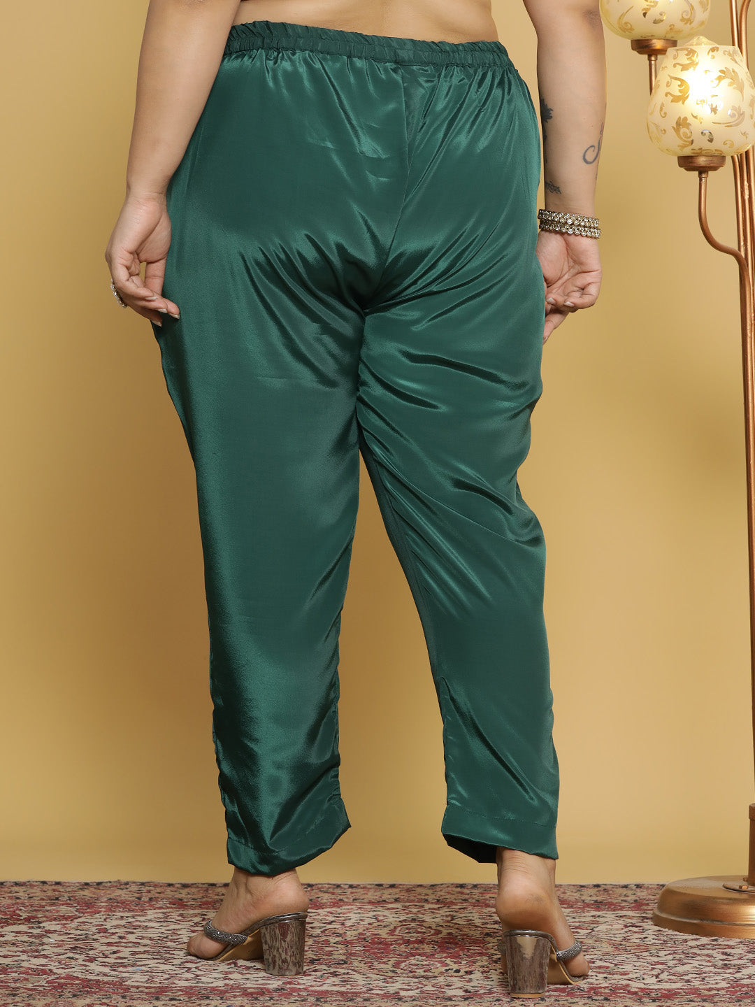 BottleGreen Crepe Silk Pants