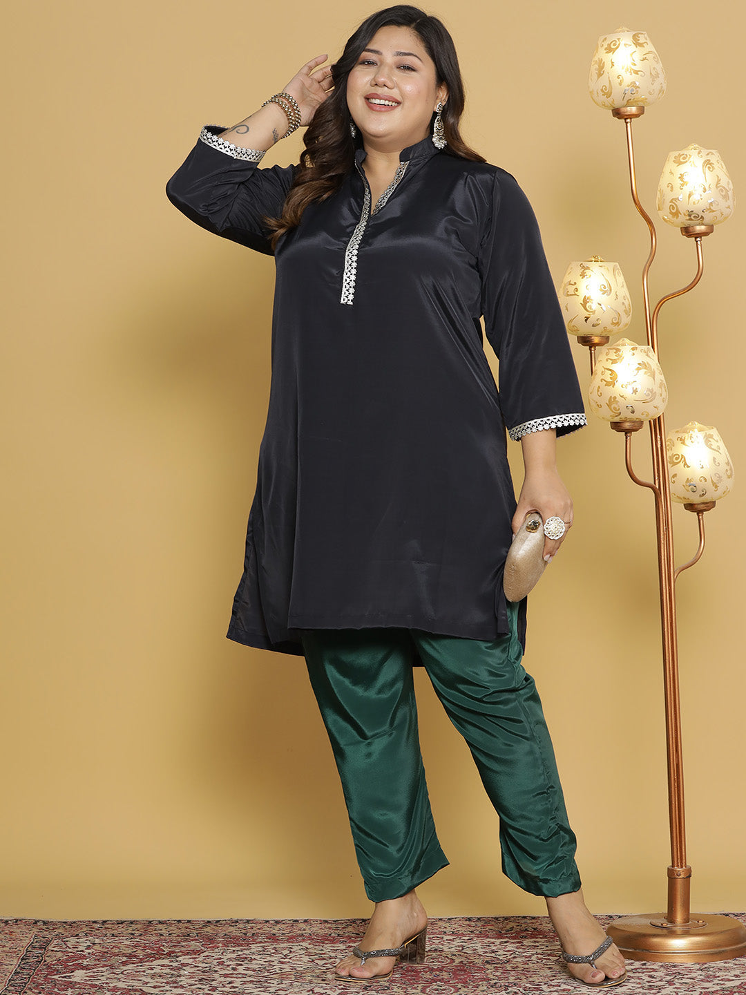 BottleGreen Crepe Silk Pants