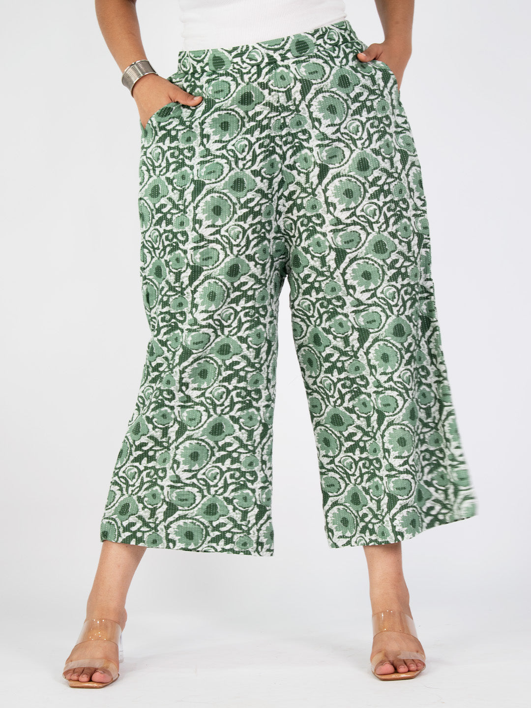Printed Cotton Culottes - GreenTarang