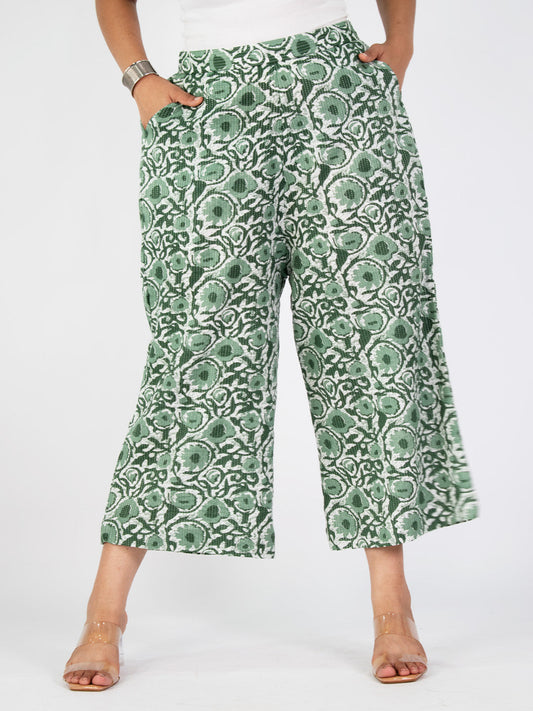 Printed Cotton Culottes - GreenTarang