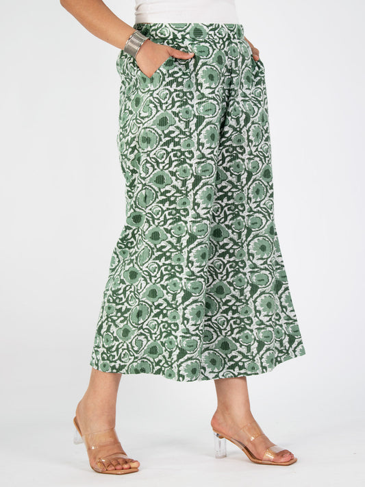 Printed Cotton Culottes - GreenTarang