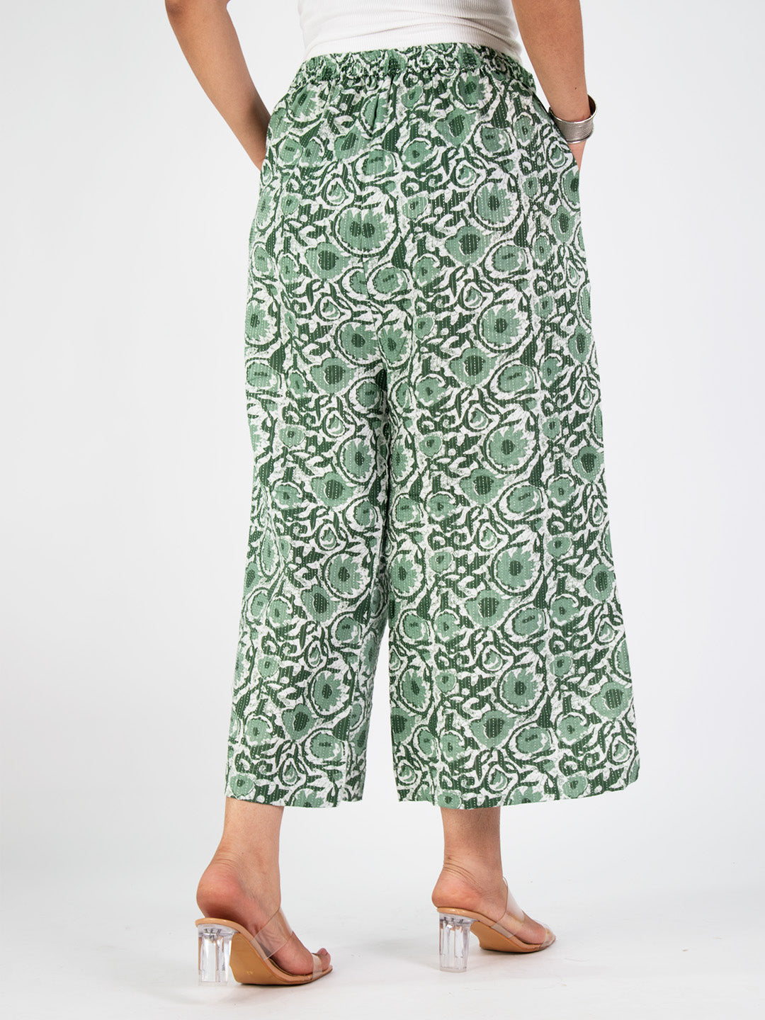 Printed Cotton Culottes - GreenTarang