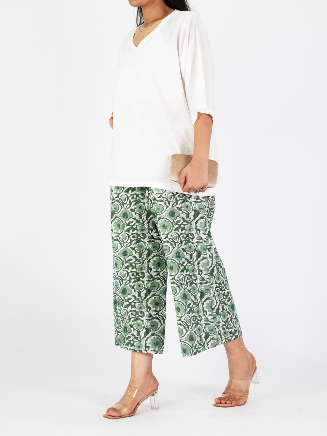 Printed Cotton Culottes - GreenTarang