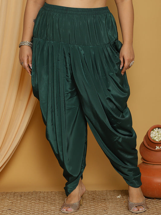 BottleGreen Crepe Silk Dhoti