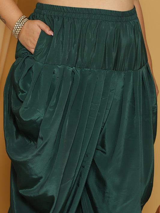 BottleGreen Crepe Silk Dhoti