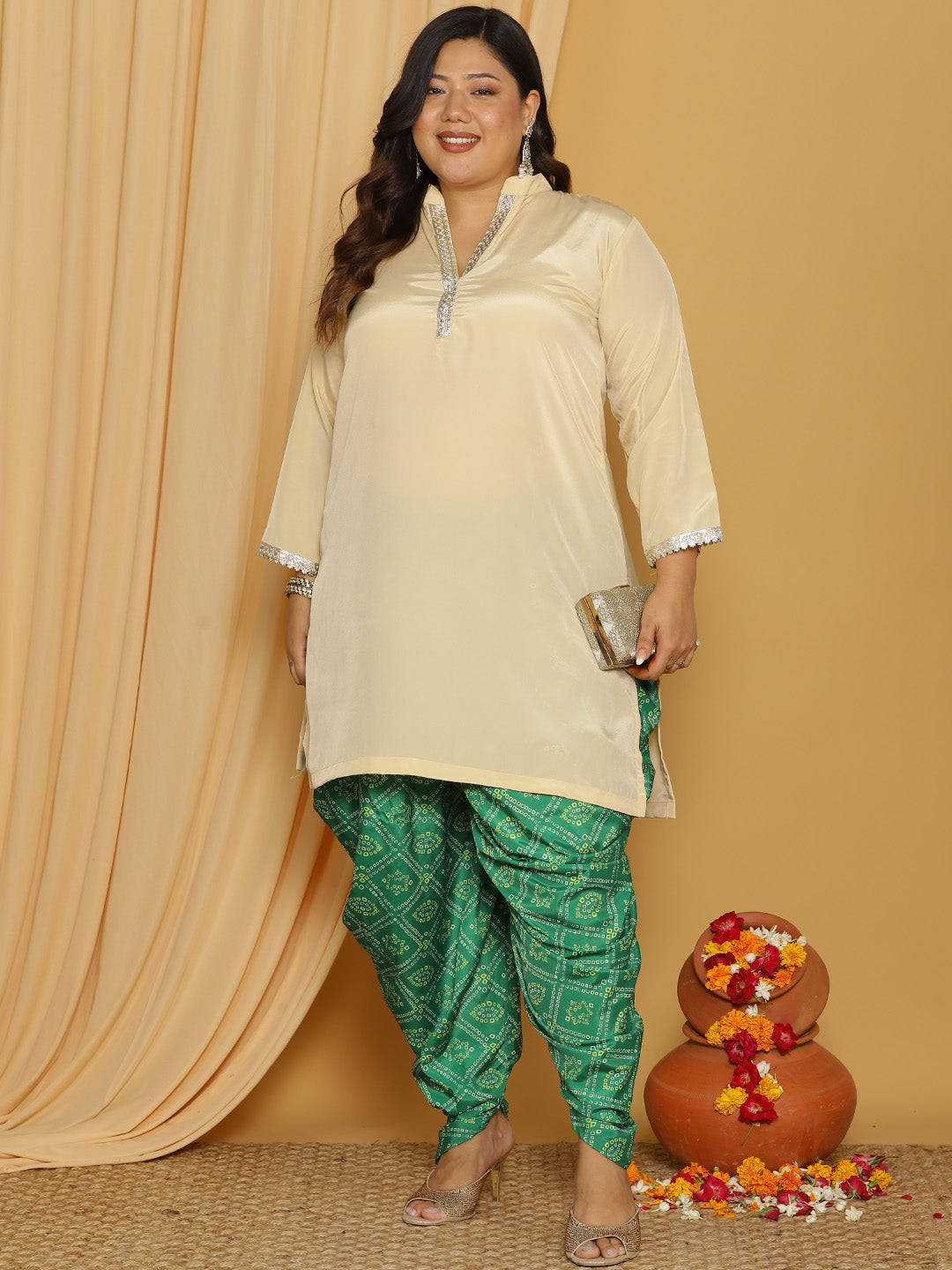 GreenBandhani Crepe Silk Dhoti