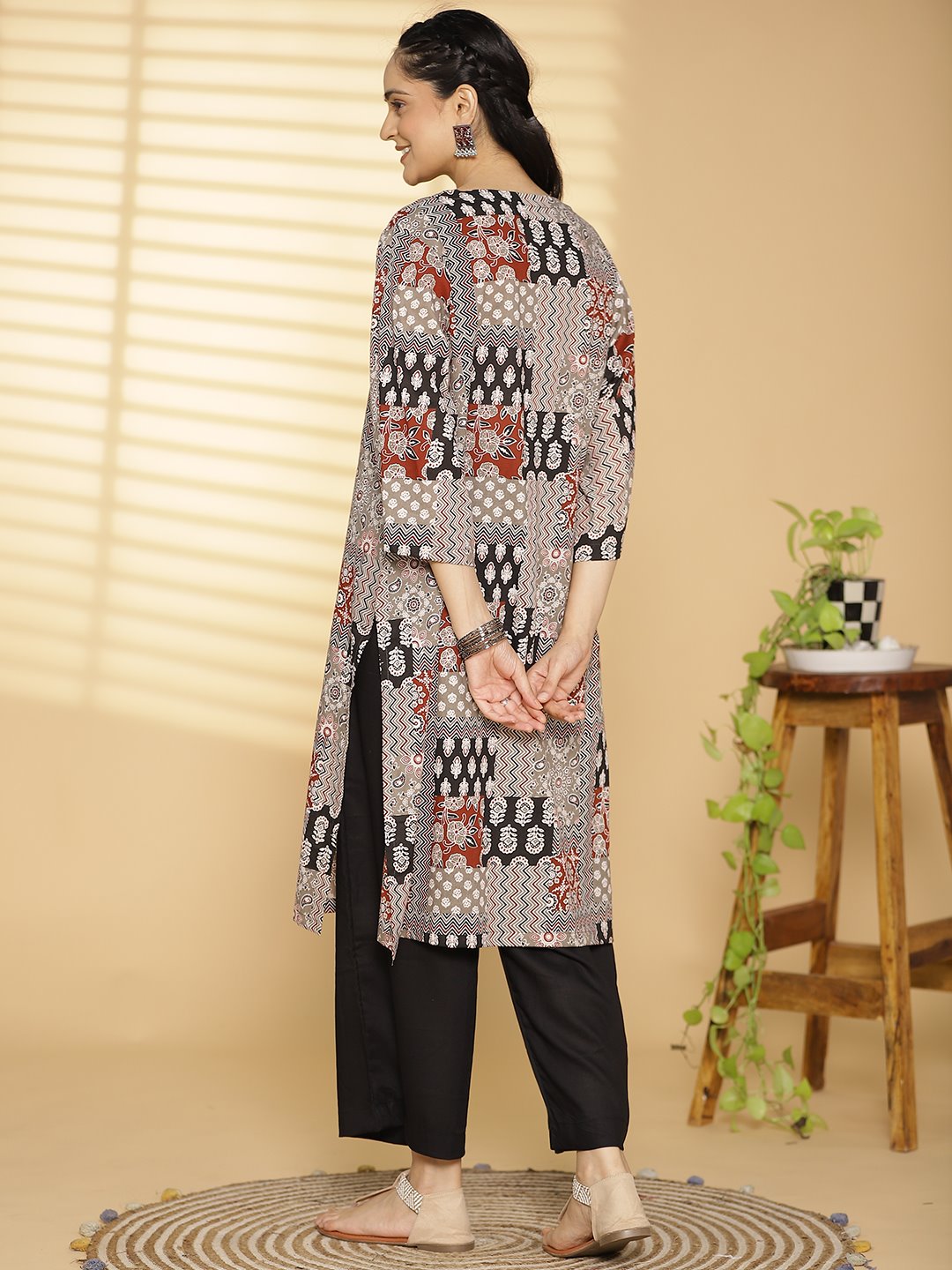 Grey CottonPrinted LongKurta