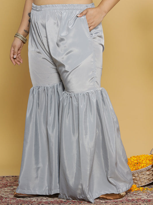Grey Crepe Silk Sharara