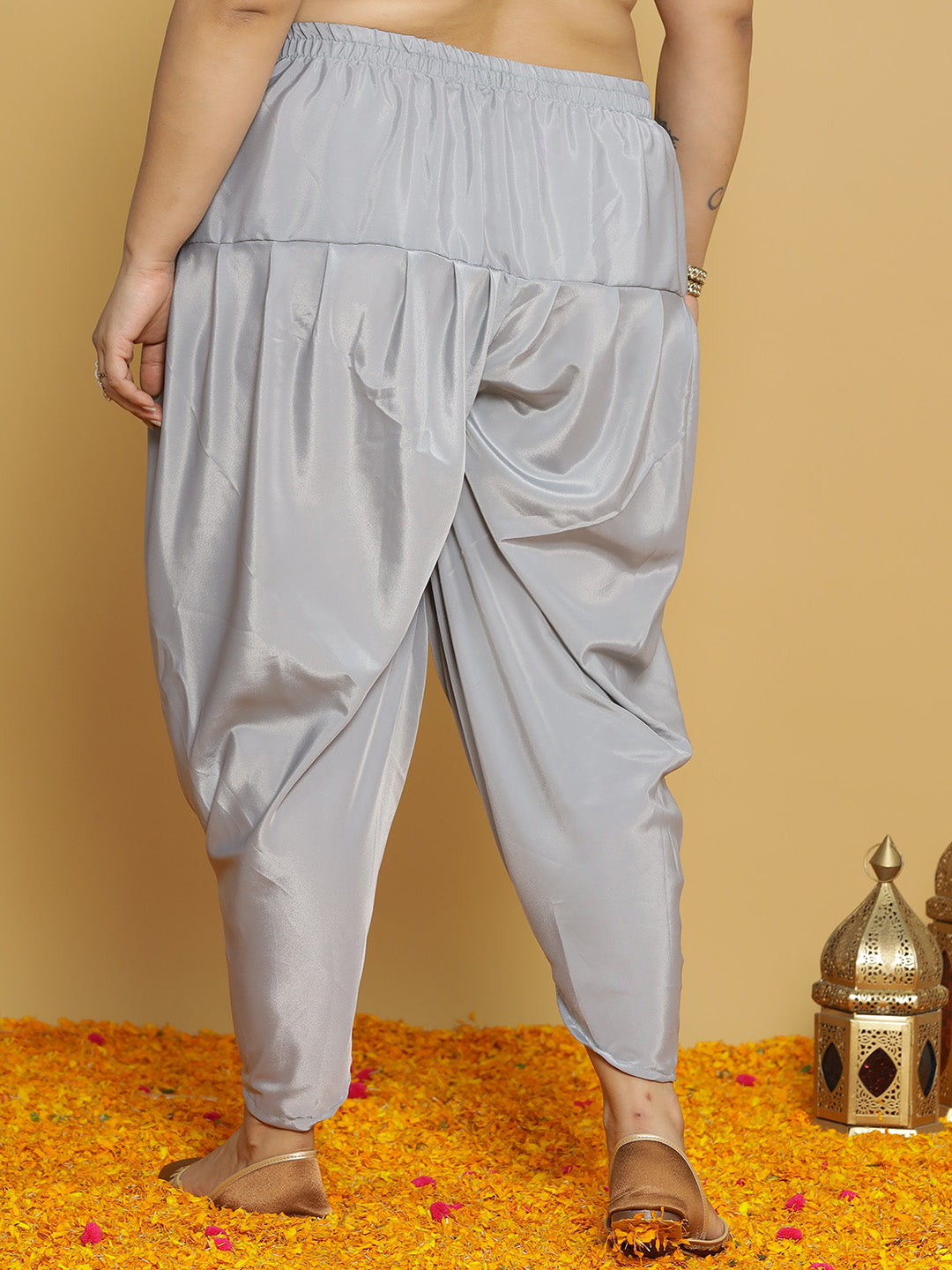 Grey Crepe Silk Tulip Salwar