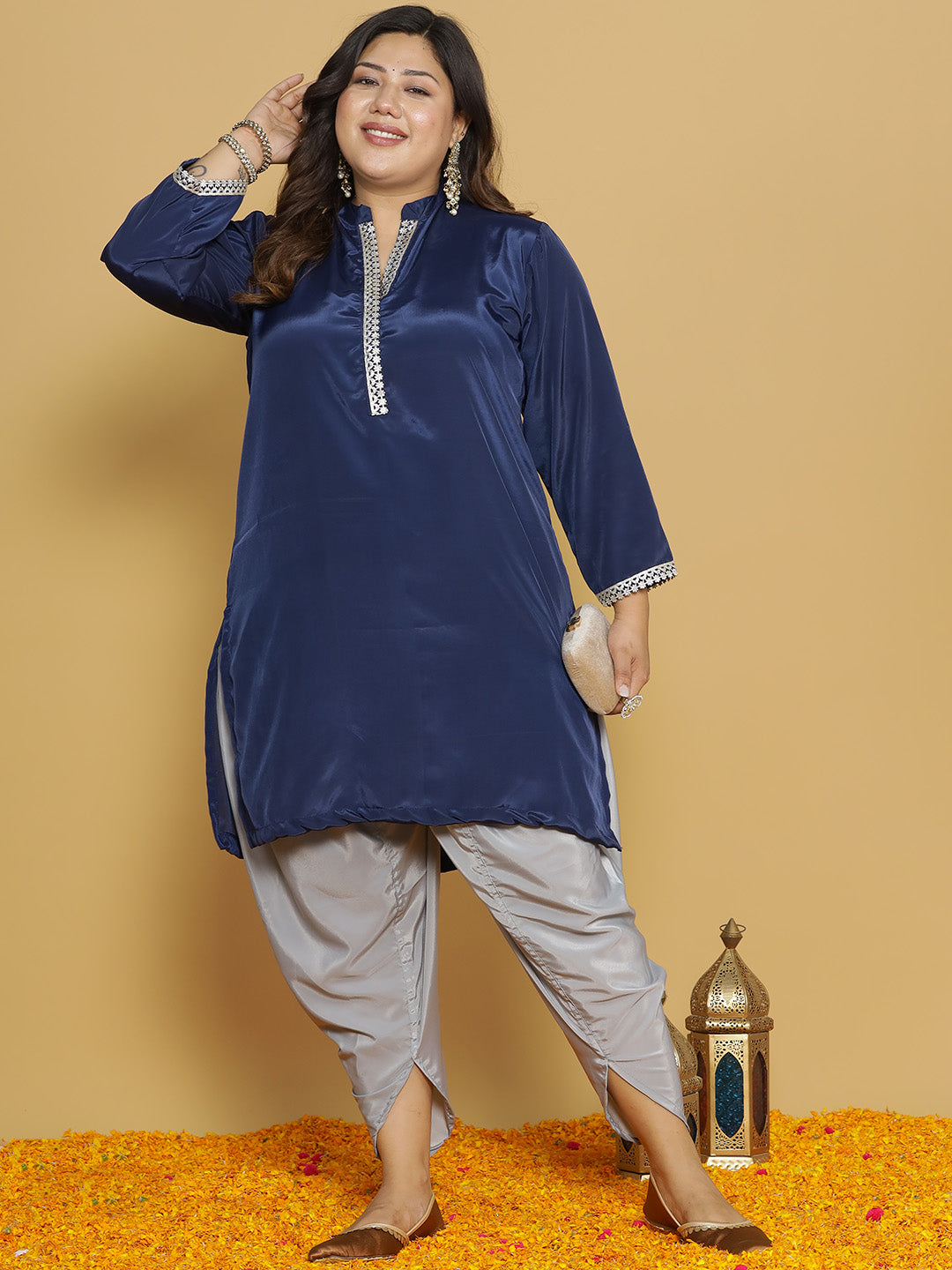 Grey Crepe Silk Tulip Salwar