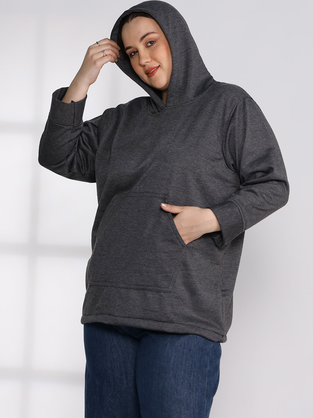 Grey Fleece Hoodie - Solid