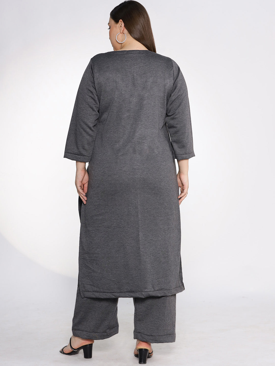 Grey Fleece LongKurta - ColossalOrchid