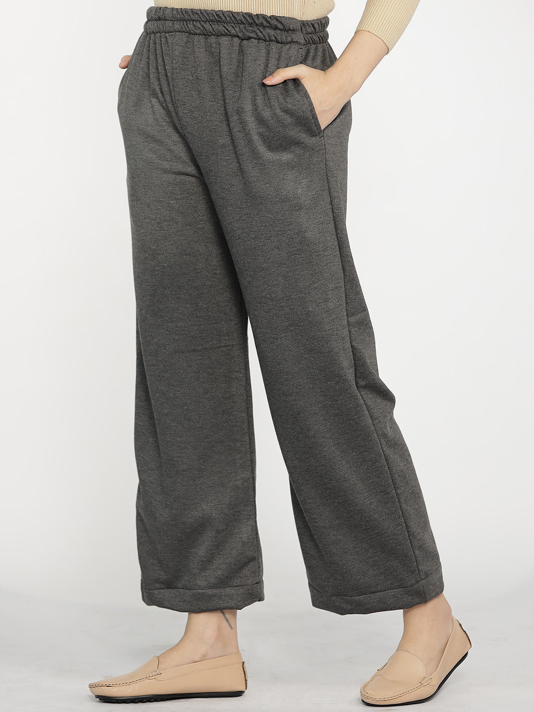 Grey Fleece Palazzo