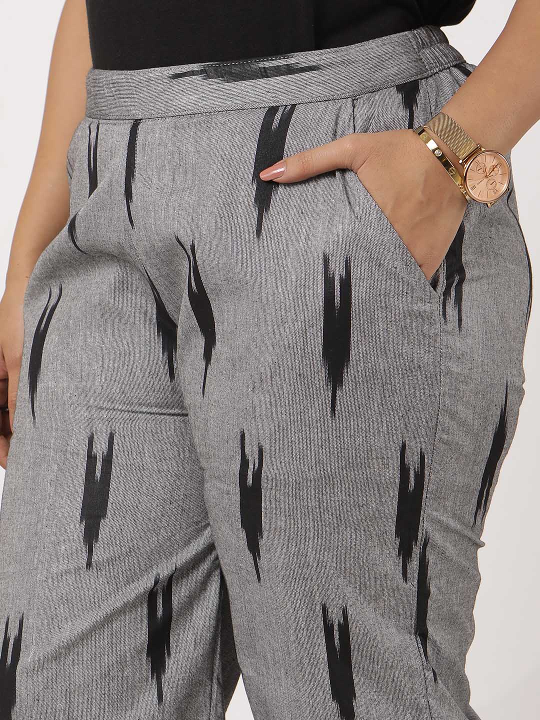 Charcoal Ikat Knee-Length Shorts
