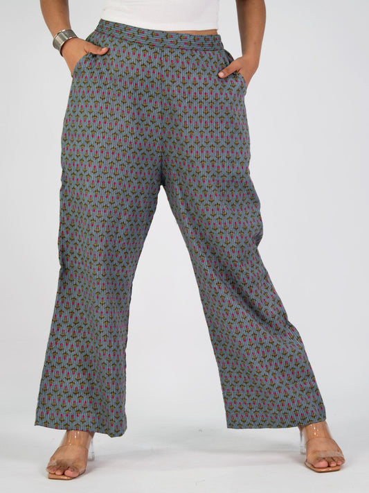 Printed Cotton Palazzo Pants - Bloomberry