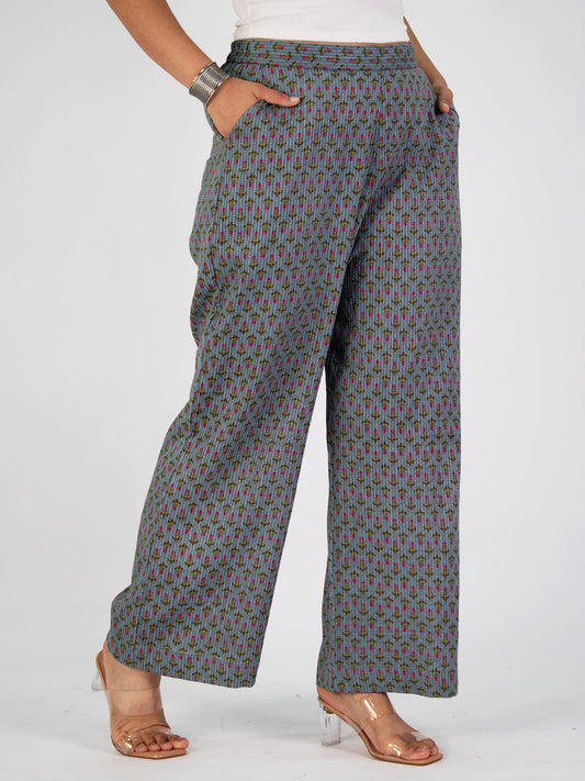 Printed Cotton Palazzo Pants - Bloomberry
