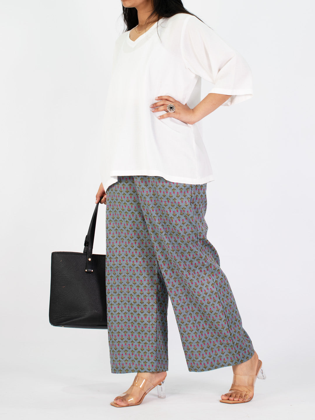Printed Cotton Palazzo Pants - Bloomberry
