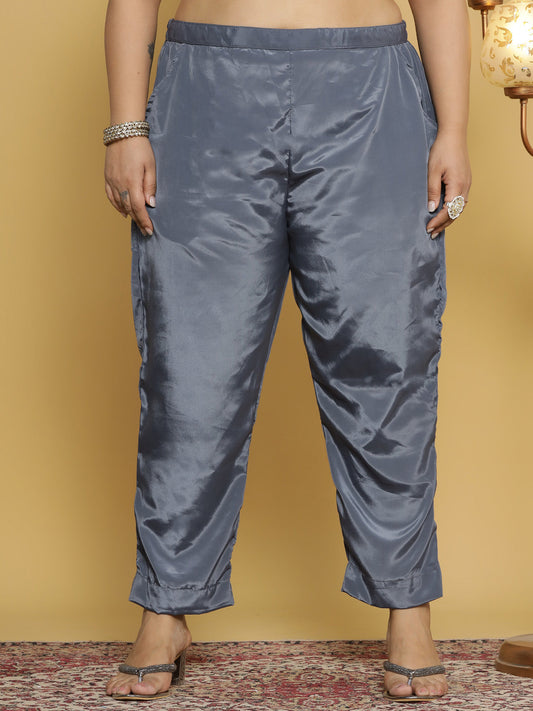 Grey Crepe Silk Pants