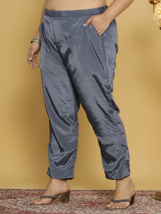 Grey Crepe Silk Pants