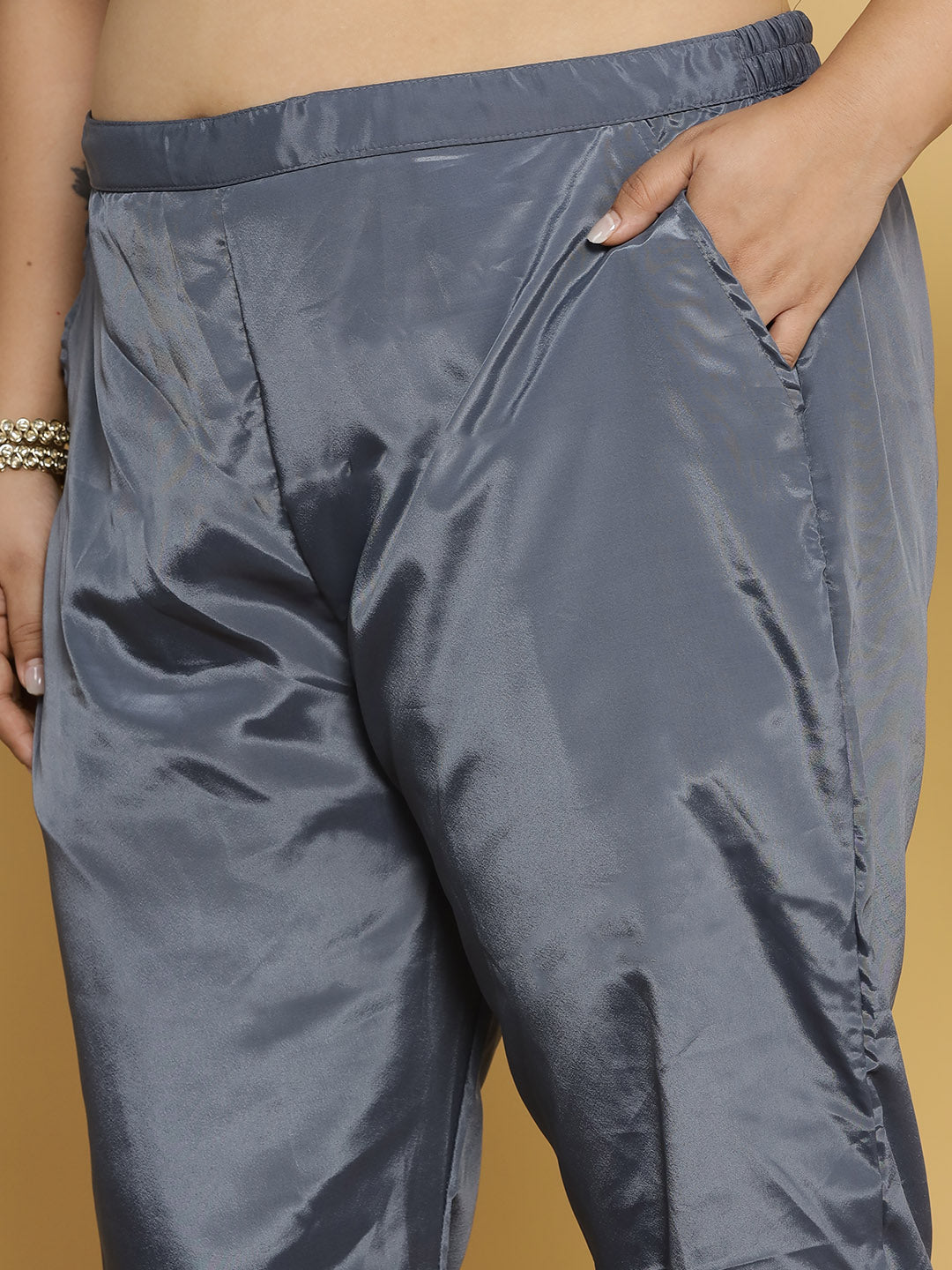 Grey Crepe Silk Pants