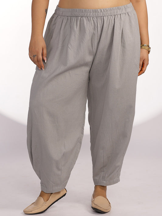Grey Cotton Mom-Fit Pants