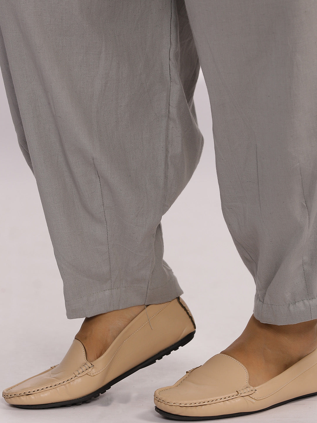 Grey Cotton Mom-Fit Pants