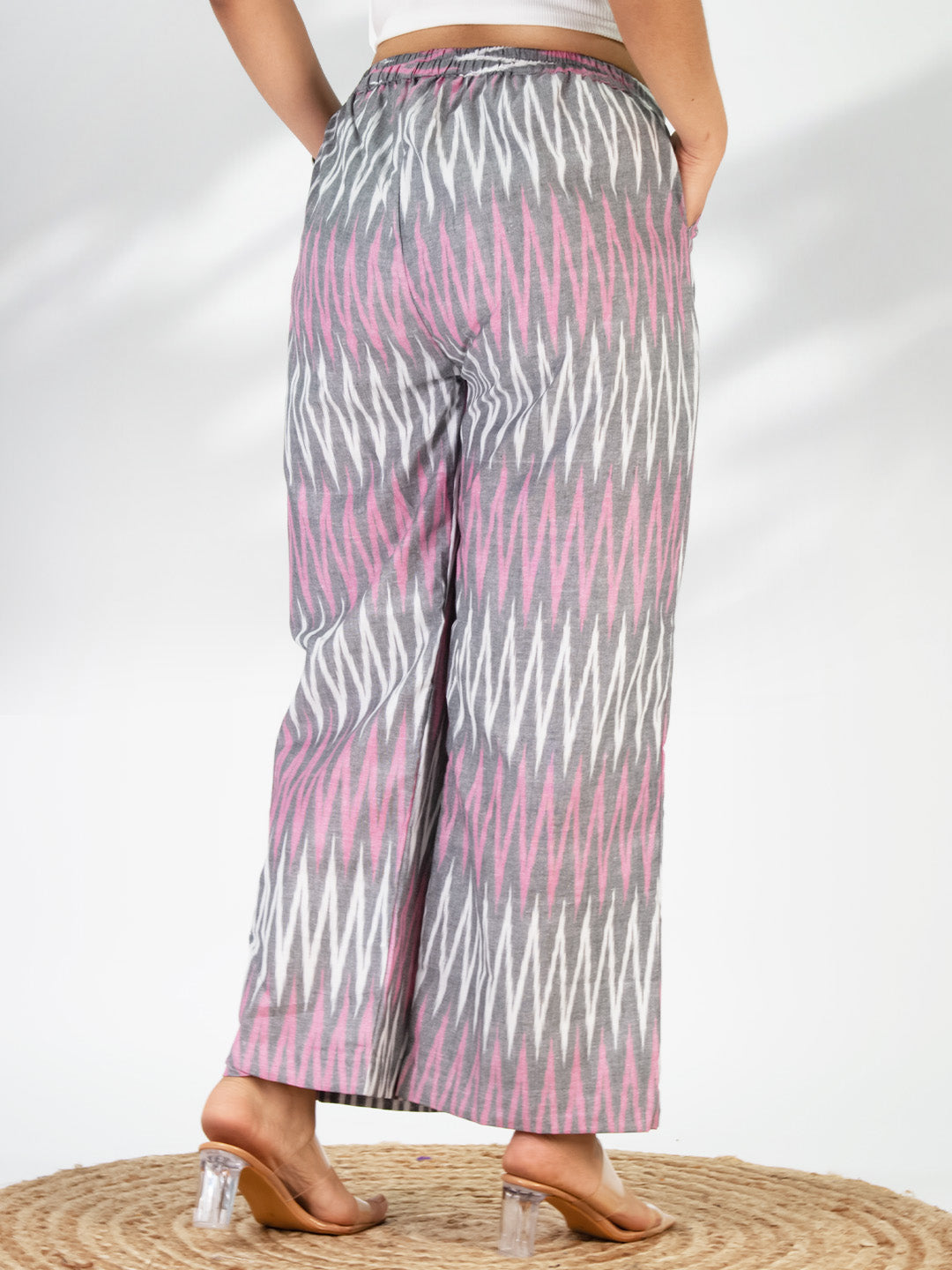 Pink&Grey Ikat Palazzo Pants