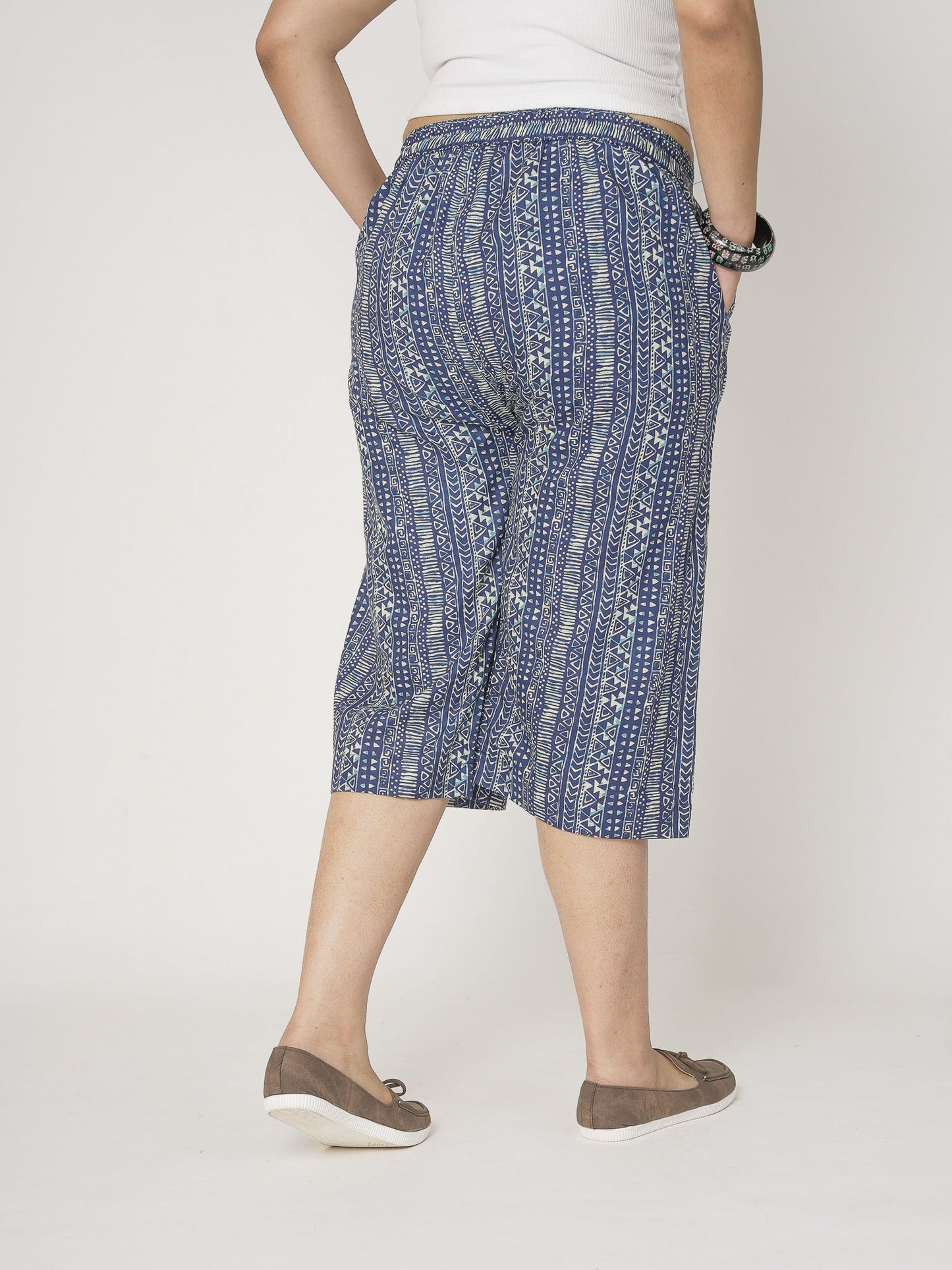 Printed Cotton Knee-Length Shorts - IndigoPulse