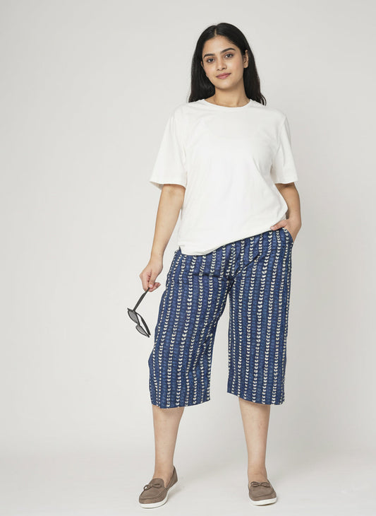 Printed Cotton Knee-Length Shorts - OceanDots