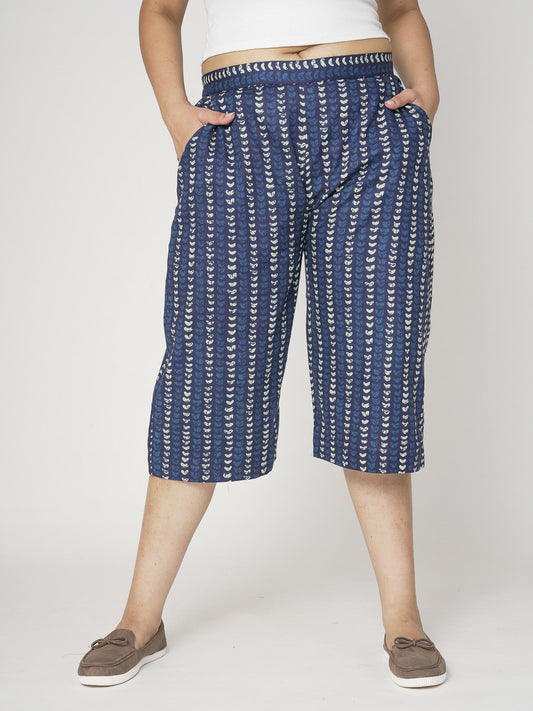Printed Cotton Knee-Length Shorts - OceanDots